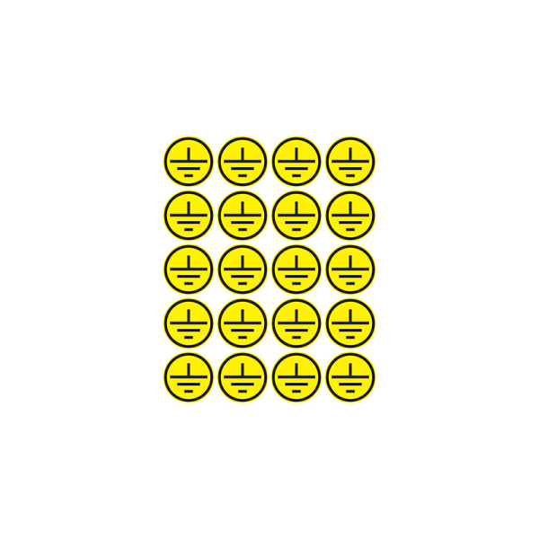 Наклейки знаки электробезопасности «Заземление» d - 20 мм (20шт на листе) Rexant 56-0010