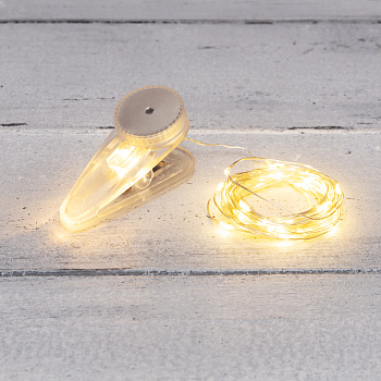 NEON-NIGHT Гирлянда «Роса» с прищепкой 3 м, 30 LED, теплое белое свечение, 2хCR2032 в комплекте 302-016