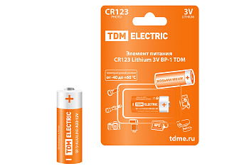 TDM Элемент питания CR123 Lithium 3V BP-1 SQ1702-0036