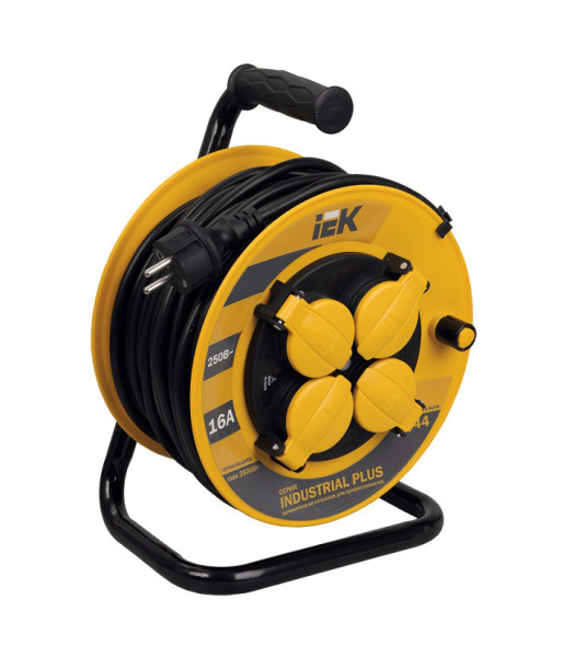 Купить IEK INDUSTRIAL PLUS Катушка УК40 с т/з 4 места 2Р+PЕ/40метров 3х1,5мм2 IP44 "Industrial plus"