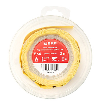 EKF Термоусаживаемая трубка ТУТ нг 8/4 желтая ролик 2 м