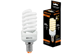 TDM Лампа энергосберегающая КЛЛ-FSТ2-20 Вт-2700 К–Е14 КОМПАКТ (41х108 мм) SQ0323-0189
