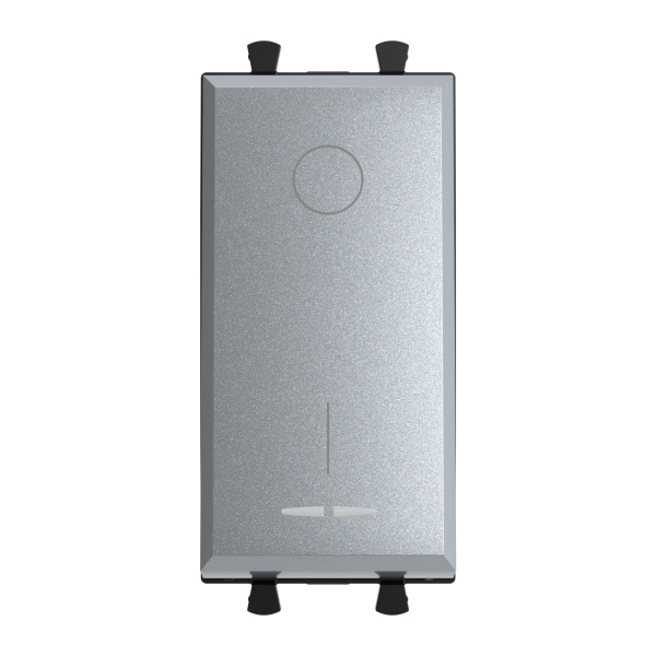 DKC Выключатель двухполюсный одноклавишный модульный, "Avanti", "Закаленная сталь", 1 модуль