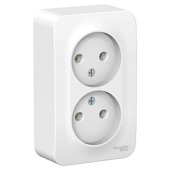 Systeme Electric Blanca наруж Бел Розетка 2-ая б/з без шторок 16А, 250В, изолир. пластина