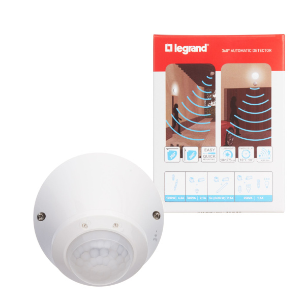 Купить Legrand Lighting Management Датчик движения PIR IP55 настенный/потолочный 360°, блистер 048946