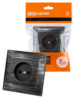 TDM Розетка 2П 10А 250В с защ. шт. старинное серебро "Лама" SQ1815-0651