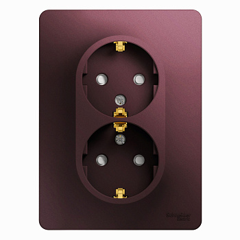 Systeme Electric Glossa Баклажановый Розетка 2-ая с/з со шторками (в сборе)
