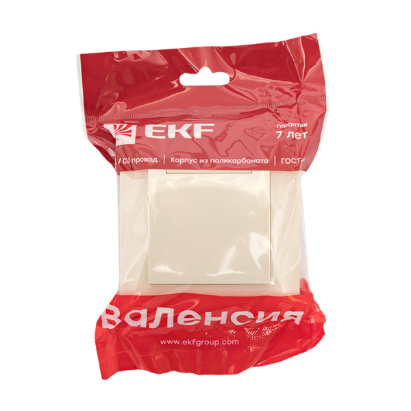 Купить EKF PROxima Валенсия розетка 1-местная с/з 16А кремова с крышкой и защ. штор.