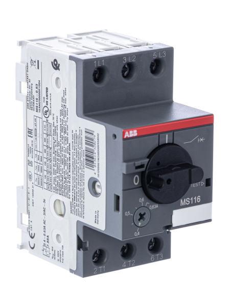 Купить ABB Выключатель автоматический MS116-0.63 50 кА с регулир. тепловой защитой 0,40A-0,63А Класс тепл. расцепит. 10 1SAM250000R1004