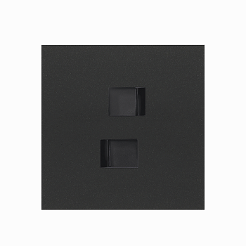 Simon 100 Черный матовый Кит 1 пост, фронт. Накладка на 2 розетки RJ45 10020111-238