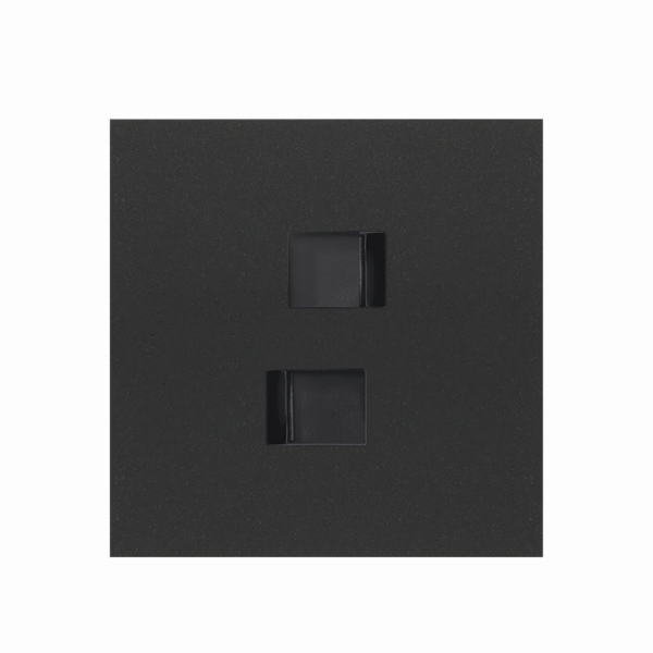 Simon 100 Черный матовый Кит 1 пост, фронт. Накладка на 2 розетки RJ45 10020111-238
