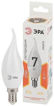 ЭРА LED BXS-7W-827-E14 (диод, свеча на ветру, 7Вт, тепл, E14)