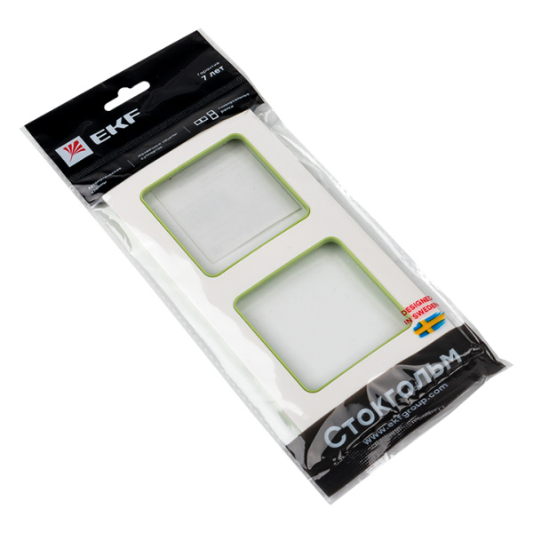Купить EKF PROxima Стокгольм Белый Линия зеленая Рамка 2-ая