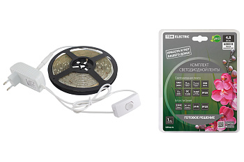 TDM Комплект светодиодной ленты SMD2835-60 LED/м-12 В-4,8 Вт/м-IP20-6000 К (5 м), 24 Вт SQ0331-0223