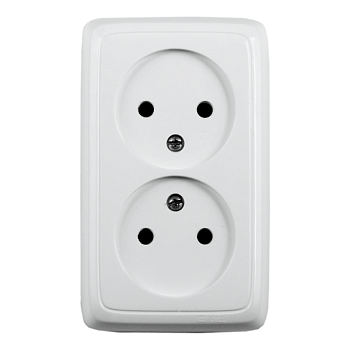 Hegel Альфа наруж Белая РА16-144 Розетка двойная со шторками, с изол. пластиной