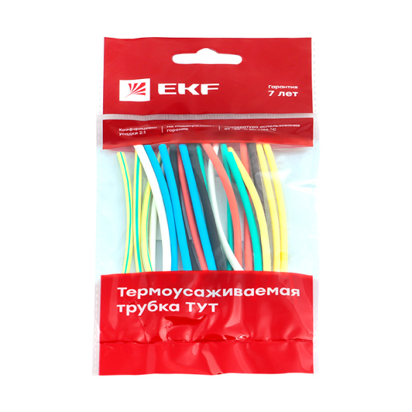 Купить EKF PROxima Термоусаживаемая трубка ТУТ нг 2/1 набор:7 цветов по 3шт. 100мм.