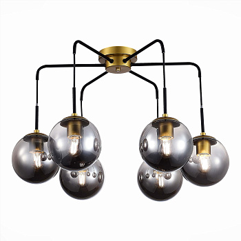 Evoluce SLE1097-302-06 Люстра потолочная Матовое золото/Дымчатый E27 6*60W