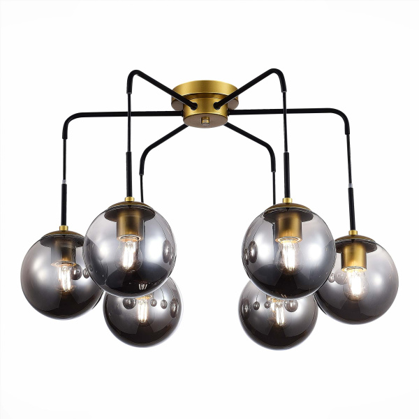 Evoluce SLE1097-302-06 Люстра потолочная Матовое золото/Дымчатый E27 6*60W