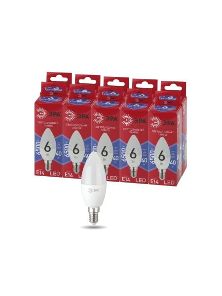 ЭРА LED B35-6W-865-E14 R (диод, свеча, 6Вт, хол, E14)
