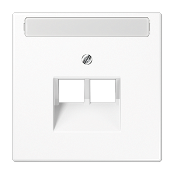 JUNG LS 990 Белая Накладка 2-ой наклонной ТЛФ/комп розетки с полем для надписи LS969-2NAUAWW