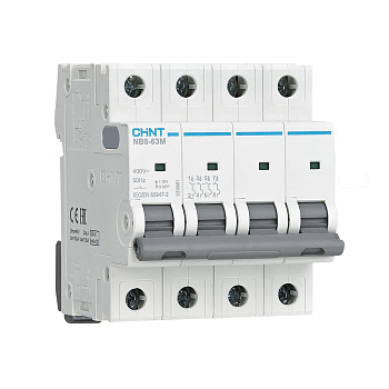 CHINT Автоматический выключатель NB8-63M 4P 10А 10кА х-ка K без тепл. расцеп. (R) 320867
