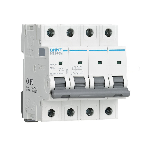 CHINT Автоматический выключатель NB8-63M 4P 6А 10кА х-ка K без тепл. расцеп. (R) 320866