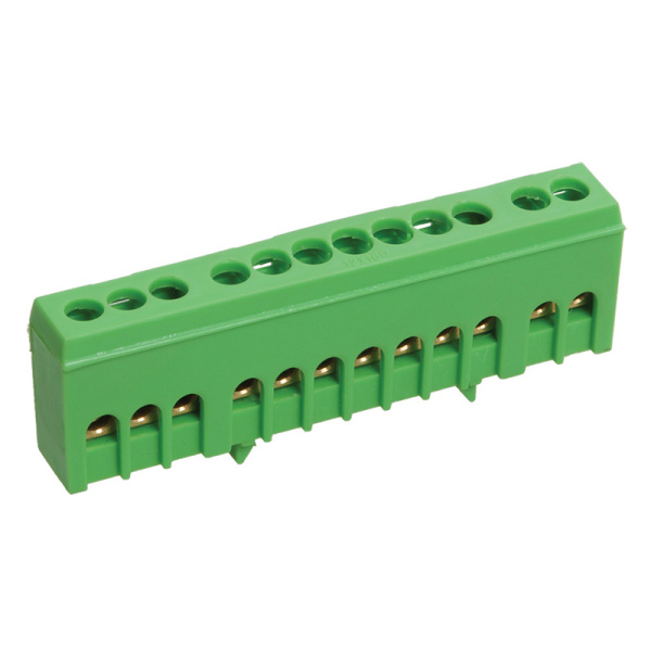 Шина PE «земля» в корпусном зеленом изоляторе на DIN-рейку 6x9 мм 12 групп Rexant 11-2322
