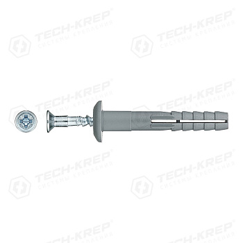 Tech-Krep Дюбель- гвоздь 6х40 гриб. Манжета (полипропилен) 300 шт пакет Tech- Krep 125574