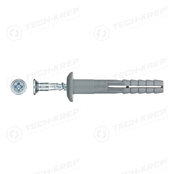 Tech-Krep Дюбель- гвоздь 6х40 гриб. Манжета (полипропилен) 300 шт пакет Tech- Krep 125574