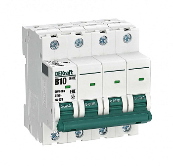 Dekraft Автоматический выключатель 4Р 10А х-ка B ВА-103 6кА 12255DEK