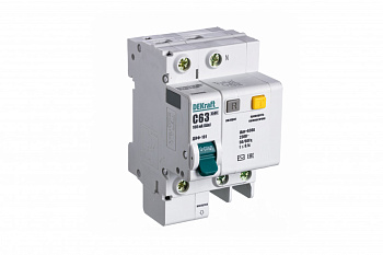 Dekraft Автоматический выключатель дифференциального тока АВДТ 1P+N 63А 100мА тип AC х-ка C ДИФ-101 4,5кА 15208DEK