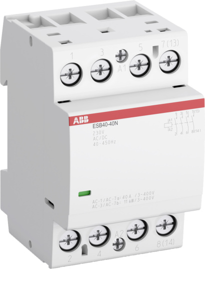 ABB Контактор ESB40-22N-01 модульный (40А АС-1, 2НО+2НЗ), катушка 24В AC/DC 1SAE341111R0122 ABB Контактор ESB40-22N-01 модульный (40А АС-1, 2НО+2НЗ), катушка 24В AC/DC 1SAE341111R0122