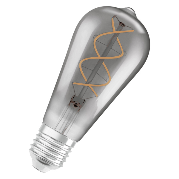 Osram Филаментная светодиодная лампа Vintage 1906 LED CL Edison SMOKE 5W (замена 15 Вт), дымчатая, теплый белый свет(818), цоколь E27 4058075269941