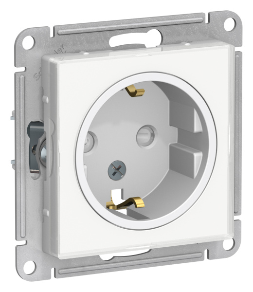 Купить Systeme Electric AtlasDesign Art Бел Розетка с/з со шторками, 16А, механизм