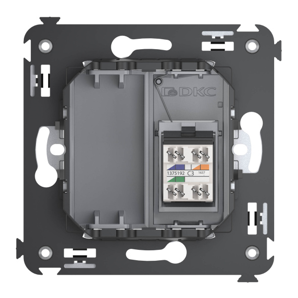 Купить DKC Телефонная розетка RJ-12 в стену одинарная, "Avanti", "Закаленная сталь"