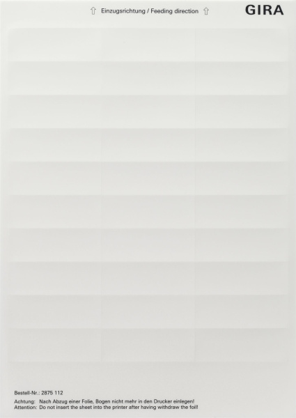 Купить Gira Листы для надписей 23,7x66,3 мм 2875112