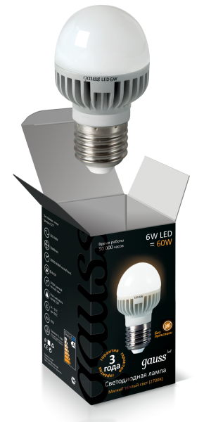Gauss Лампа LED P45 E27 6W 2700K EB105102106
