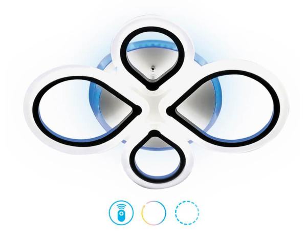 Купить Ambrella Потолочный светодиодный светильник с пультом и подсветкой FA520/4 WH белый 80W+28W 650*410*80 (ПДУ РАДИО 2.4)