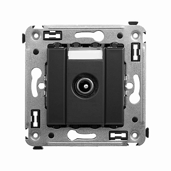 DKC Розетка TV проходная в стену, "Avanti", "Черный матовый"