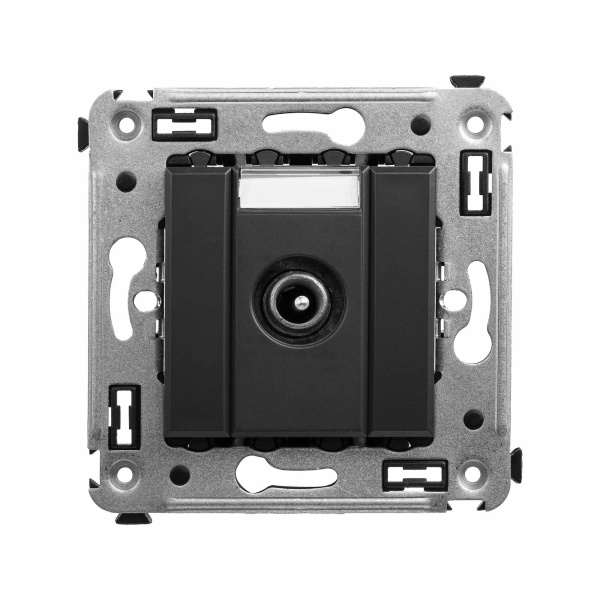 DKC Розетка TV проходная в стену, "Avanti", "Черный матовый"