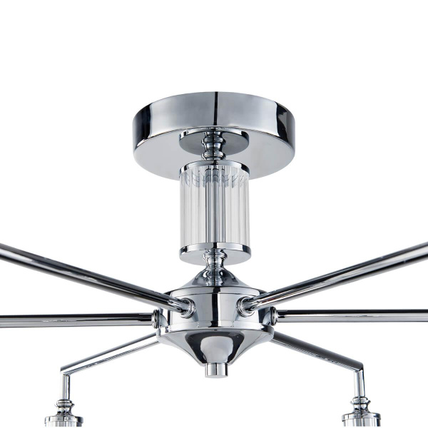 Купить Favourite потолочная люстра каркас цвета хром, плафоны из белой ткани, декоративные элементы из прозрачного стекла 2611-6P