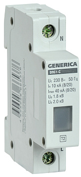 IEK Ограничитель имп. перенапр. ОПС1-C 1Р 10/40кА 230В GENERICA MOP20-1-C-G