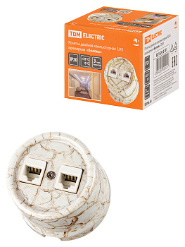 TDM Розетка двойная компьютерная RJ45 мраморная «Болонь» SQ1820-0151