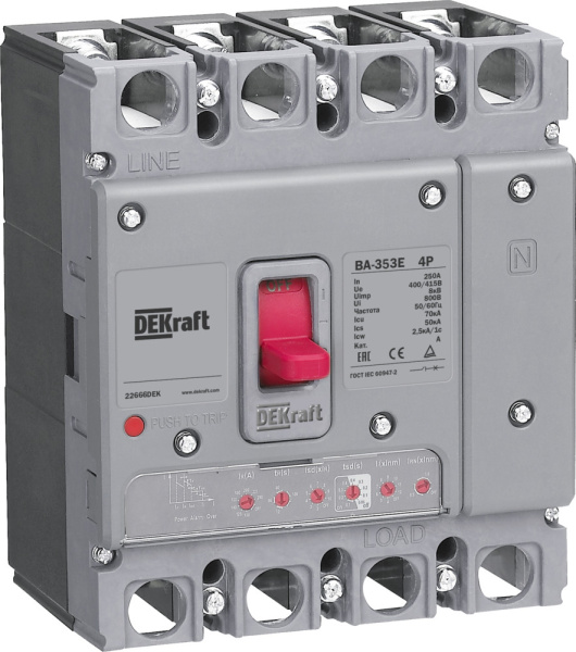 Dekraft Силовой авт. выкл. с электрон. расц. 4P 32А 70кА ВА-353E