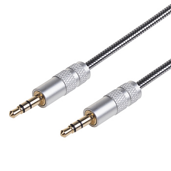 AUX-кабель в гибкой металлической оплетке 3.5 мм 1М Rexant 18-4091