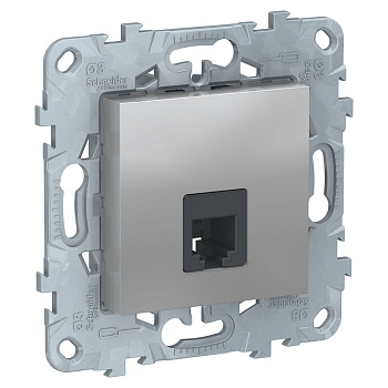 SE Unica New Алюминий Розетка телефонная, RJ11, одиночная 4 контакта NU549230