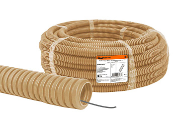 TDM Труба гофрированная ПВХ d 25 с зондом (25 м) легкая "ЭКО" (сосна) SQ0401-0053