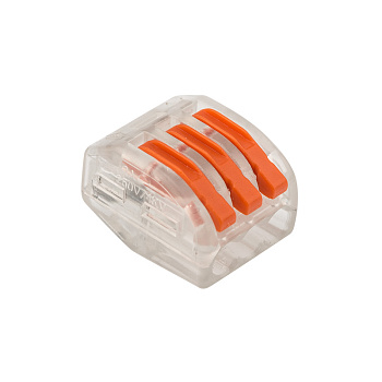 Универсальная многоразовая 3-проводная клемма (0,08-2,5 (4) мм²) 50шт. прозрачные Rexant 07-5253-1