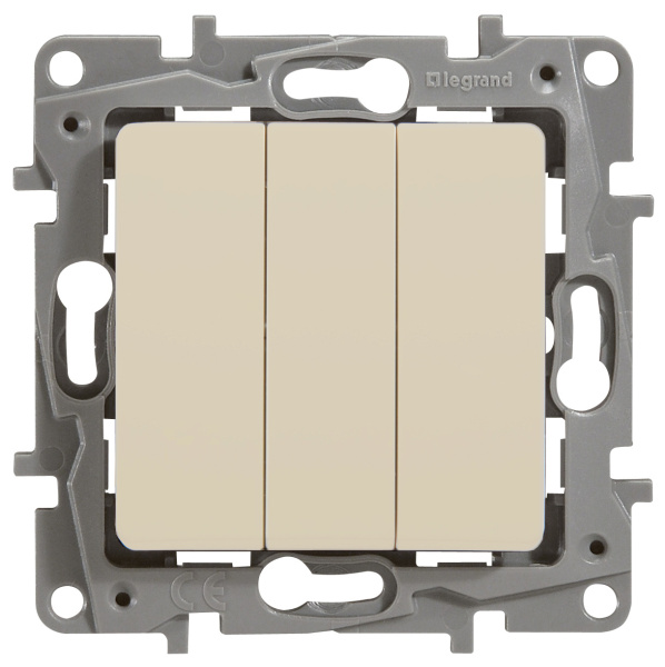 Купить Legrand Etika Слоновая кость Выключатель 3-клавишный, 10А, Автоматические клеммы 672313