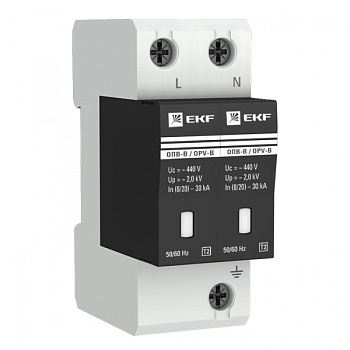 EKF PROxima Ограничитель импульсных напряжений ОПВ-B/2P In 30кА 400В с сигн.